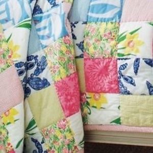 Lilly pulitzer “Garden Party” full size, reversible patchwork quilt plus…